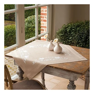 Image of Vervaco Embroidery: Tablecloth: White Silhouette, 100% Cotton, Multi Colour, 80 x 2 20 cm