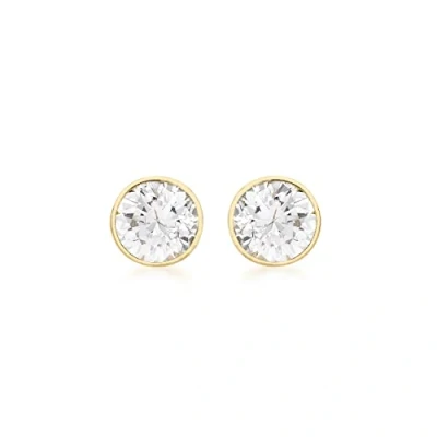 Image of Carissima Gold Women&#039;s 9 ct Yellow 4 mm Round Cubic Zirconia Stud Earrings