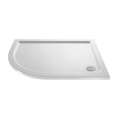 Image of VeeBath Offset Quadrant Shower Tray 1000x800mm, Stone Resin for Enclosure, Glass Door Bathroom Left Hand, White