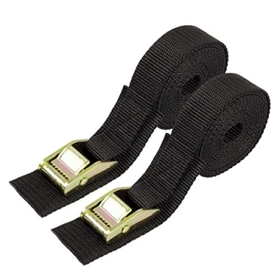 Image of Lashing Strap 8 FT Tie Down Straps Cargo Kayak Thickened Sturdy Cam Lock Buckle 2 Pack,2.4m x25mm（Black）