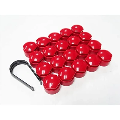 Image of Partsdealers® Round Type Wheel nut covers for Audi A1 A3 A4 A5 A6 A7 A8 TT Q3 Q5 Q7 17mm (Red)