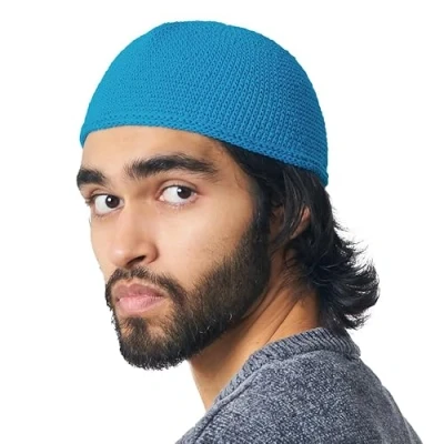 Image of CHARM Kufi Hat Mens Beanie Men Cotton Skull Cap Hand Made 2 Sizes Islam Turquoise L