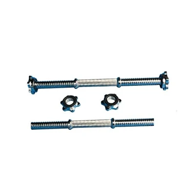 Image of D pro T 1&quot; Solid Weight Lifting Chrome Barbell Bar Dumbbell 4ft, 6ft with Spinlock Collars Set (Dumbbell bars 18&quot;)