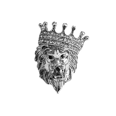 Image of YAHOYA Vintage Animal Lion Head Brooch Crystal Crown Lapel Pin for Men and Women Suit Shirt Collar Pins Brooches Jewelry Accessories