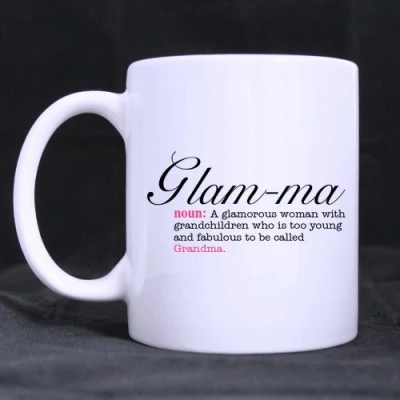 Image of Top Funny Grandma Gift Coffee Mug Glam ma Theme or Tea Cup,Ceramic Material Mugs,White 11oz
