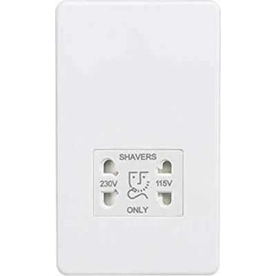 Image of Knightsbridge SF8900MW Screwless Dual Voltage Shaver Socket in Matt White, 14.85 cm*0.48 cm*8.75 cm