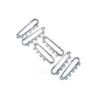 Image of celloexpress Kilt Pins Brooch Various Style &amp; Size Stitch Metal Coat Jacket (Silver 50mm (With Rings), Pack of 5)