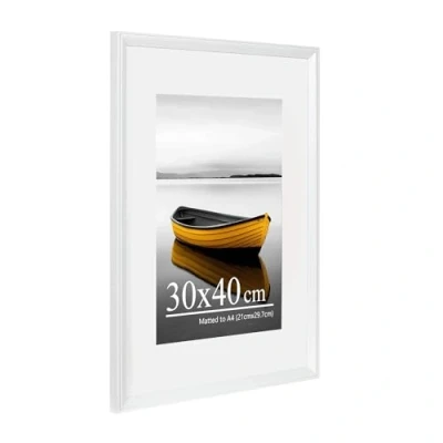Image of Baoee white Picture frame 30x40cm with A4 Mount,photo acrylic glass, Frame,Poster Frame, certificate frame,Wall Mountable