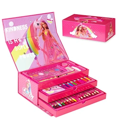 Image of Barbie Art Set, Arts and Crafts for Kids, Colouring Sets Children, Gifts Girls