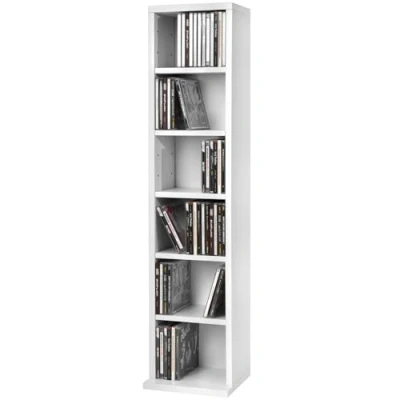 Image of TecTake CD Bookcase Storage Shelf Cabinet Adjustable Tower Rack Wooden Case Book, Bluray, DVD, Video Games Organiser up to 102 CD&#039;s