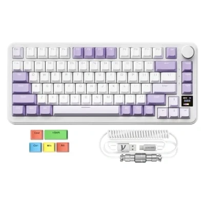 Image of MAMBASNAKE x ATTACK SHARK X85PRO Gasket Mechanical Keyboard, 75% Wireless Gaming Keyboard with TFT Screen&amp;CNC Knob, 2.4Ghz/BT5.1/USB C, 5 Layer Padding, Hot Swap Linear Switch, RGB, for PC,MAC,QMK
