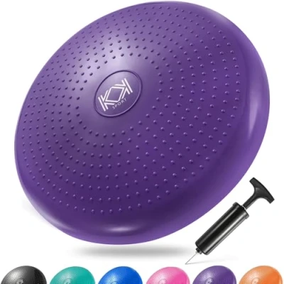 Image of KK Balance Wobble Cushion for Adults and Kids, Inflatable Anti Slip Stability Board Physio, Posture &amp; Fitness, (34cm) Fidget (Purple)