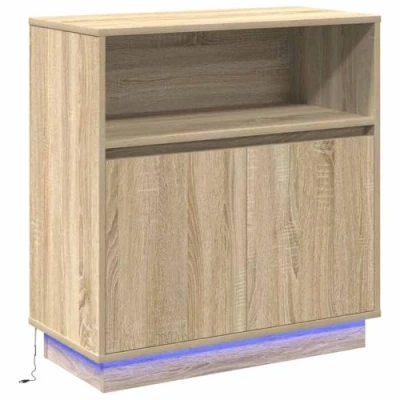 Image of vidaXL Sideboard with LED Sonoma Oak 71x34,5x75 cm Engineered Wood