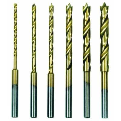 Image of Proxxon 28876 HSS twist drill set with centring pin 1,5 4mm Shaft 3mm, 6 piece , Gold