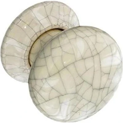 Image of Ceramic Door Knob Set 60mm Cracked Cream(Purple Hue)