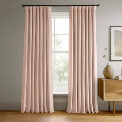 Image of HPD Half Price Drapes Signature Blackout Velvet Curtains 96 Inches Long Heat &amp; Full Light Blocking Curtain for Bedroom Living Room (1 Panel), 50W x 96L, Rosey Dawn