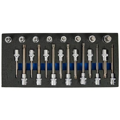 Image of BGS 4118 Tool Tray 1/3: Bit Socket Set 12.5 mm (1/2&quot;) Spline (for XZN) 22 pcs.
