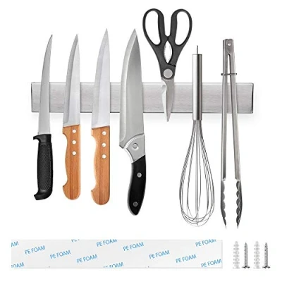 Image of Ninonly Magnetic Knife Holder 30cm(12inch) Strip Self Adhesive Kitchen Utensil Organizer Knives Storage Rack Secure &amp; Easy