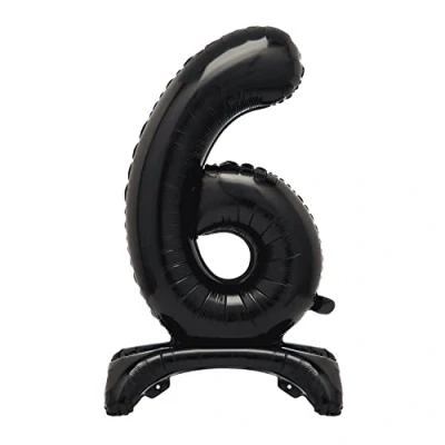Image of Unique 13786 Giant Standing Foil Number 6 Balloon 76 cm Black