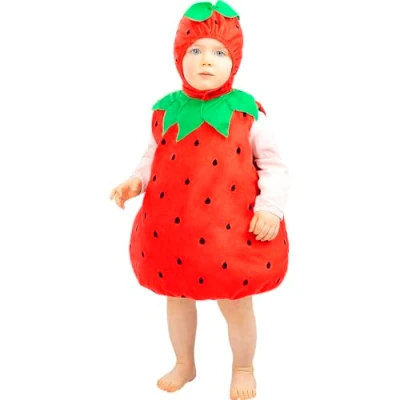 Image of Funidelia Strawberry Costume for Babies baby Fruit, Food Costumes kids, accessory fancy dress &amp; props Halloween, carnival parties Size 6 12 months Red