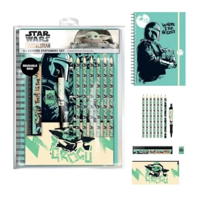 Image of Star Wars Bumper Stationery Set (The Mandalorian Where I Go Design) School and Office Supplies Official Merchandise
