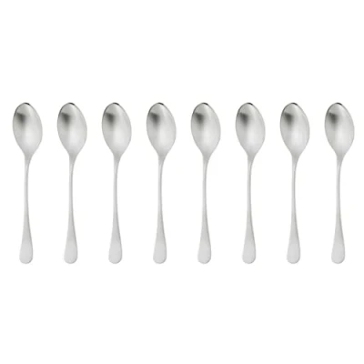 Image of Robert Welch Radford Satin Cutlery Espresso Spoon Set of 8. Made from Stainless Steel. Dishwasher Safe.