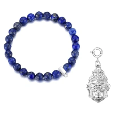Image of Philip Jones Faceted Lapis Gemstone Bracelet with Buddha Charm