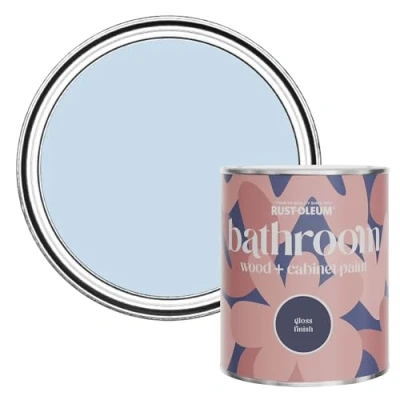 Image of Rust Oleum Blue Moisture Resistant Bathroom Wood and Cabinet Paint in Gloss Finish Sky 750ml