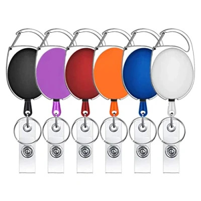 Image of ZMREN Badge Holder, 6 Pieces Retractable Keychain with Nylon Lanyard for ID Card Multipurpose Carabiner and Belt Clip, Widely Used in All Walks of Life