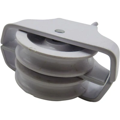 Image of Single Double Line Pulley Wheel (Screw In Plate Washing Clothes Airer Indoor Drying Creel Kit) Sheave White)