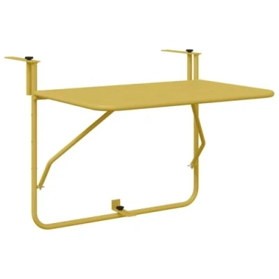 Image of vidaXL Foldable Hanging Balcony Table Gold, 60x40 cm, Steel
