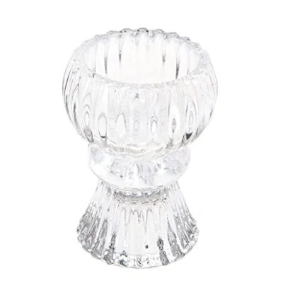 Image of Double Ended Clear Glass Candle Holder