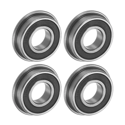 Image of uxcell F6900 2RS Flanged Ball Bearing 10x22x6mm Double Sealed Chrome Steel Flange Bearings, 4pcs