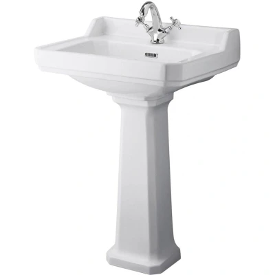 Image of Hudson Reed Richmond Basin with Full Pedestal 595mm Wide 1 Tap Hole