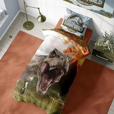 Image of Herding Jurassic Duvet Cover T Rex Design Official Reversible Bedding Set Single and Pillowcase