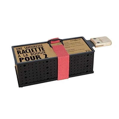 Image of COOKUT LUMI Raclette Grill Candel Fondue Quick Heating for 2 People Chocolate Fondue, Cheese Welsh Rarebit Black