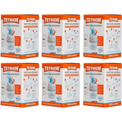 Image of Tetrion Moisture Absorber Prevents Condensation, Controls Moisture, Improves Air Quality Advanced 360 Airflow, 20m² Coverage Versatile and Easy to Use Solution (Pack of 6)