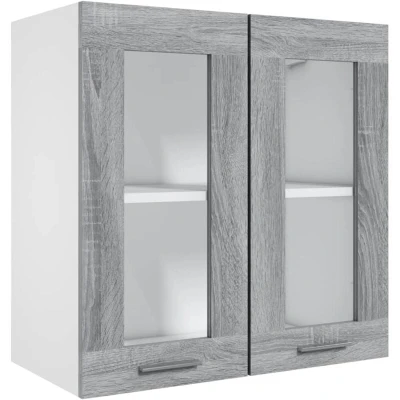 Image of vidaXL Hanging Glass Cabinet Lyon Grey Sonoma 60x31x60 cm Engineered Wood