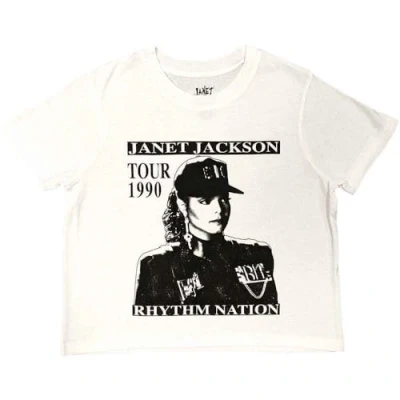 Image of Rock Off officially licensed products Janet Jackson Rhythm Nation Crop Top M White