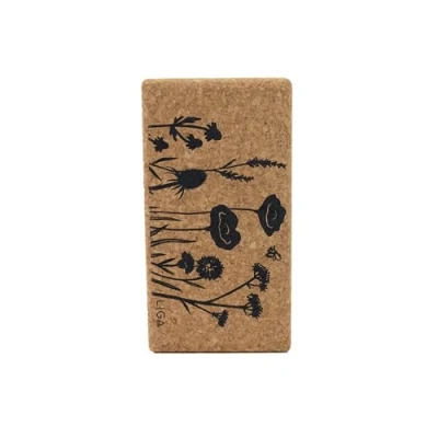 Image of LIGA Organic Cork Yoga Block in Wildflower, Non Slip Brick for Balance, Sustainable and Eco Friendly, 1