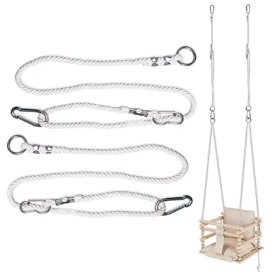 Image of MAMOI® Swing rope kit 50 kg 2 x extension of with metal snap hood 100% ECO natural for swings hook replacement Made in EU (Swing 85 140 cm)