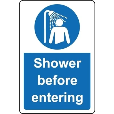 Image of Shower before entering safety sign 1mm Plastic (100mm x 150mm)