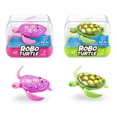 Image of Robo Turtle Robotic Swimming by ZURU, Swims, Battery Powered, bath Toy(2 Pack, Green &amp; Pink)