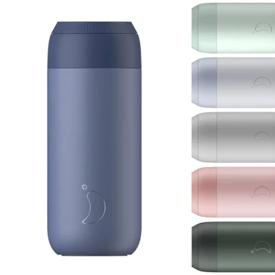 Image of Chilly&#039;s Series 2 Coffee Cup Tight seal, No Sweating BPA Free Stainless Steel Reusable Double Walled, Vacuum Insulated Whale Blue, 500ml