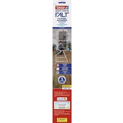 Image of tesa Insect Stop FALT Door Foldable Aluminium Frame With Fly Screen for Doors Adjustable Telescopic White 80 cm x 170 to 100 220