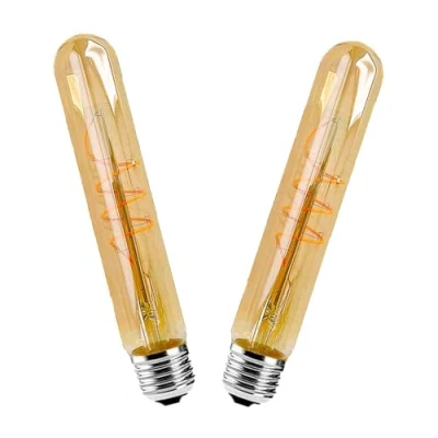 Image of ZRJIA 2 Pack E27 6w LED Filament Vintage Retro Bulb Tube T30 185mm,Industrial Antique Edison 600lm Warm White 2700k,AC230V, No Flicker, Not Dimmable Decorative