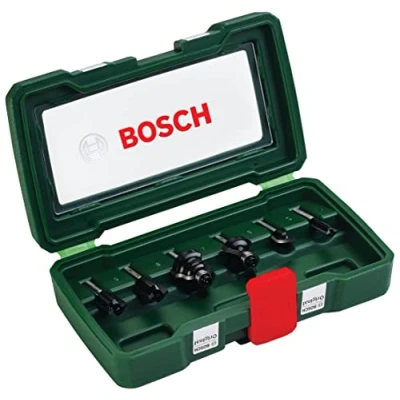 Image of Bosch 6 Piece Tungsten Carbide Router Bit Set (for Wood, Shank Ø 1/4&quot;, Accessory Routers)