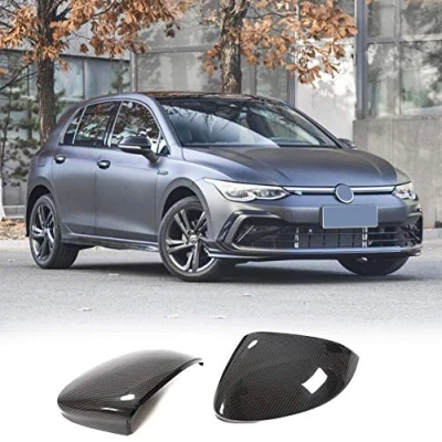 Image of TGFOF Carbon Fiber Mirror Cover Caps for Volkswagen VW Golf 8 MK8 VIII 2020UP Side Door Wing Cap Covers 1 Pair with Lane Change Assist…