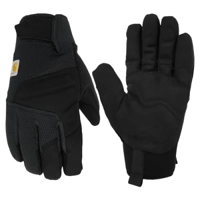 Image of Carhartt Men&#039;s Wind Fighter Thermal Lined Synthetic Leather Secure Cuff Glove Pair, Black, X Large