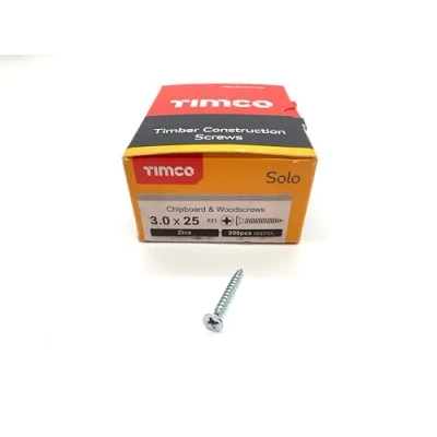 Image of 200 Pcs Silver Wood Screws Double Countersunk General Purpose (3mm x 25mm)